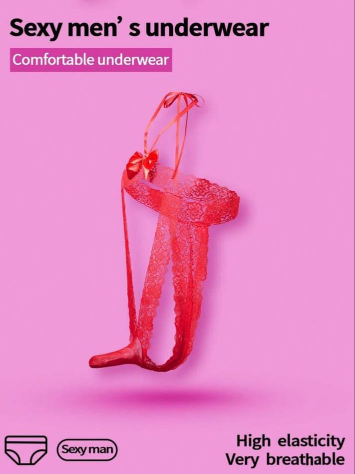 Men's Lace Bow Decor Sexy Briefs Underwear